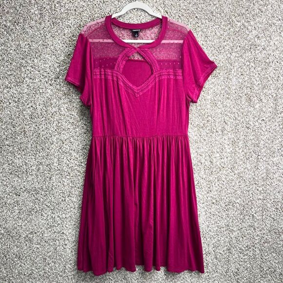 Torrid Dress Women’s 1X Magenta Pink Short Sleeve Fit and Flare Plus Size - Picture 1 of 5